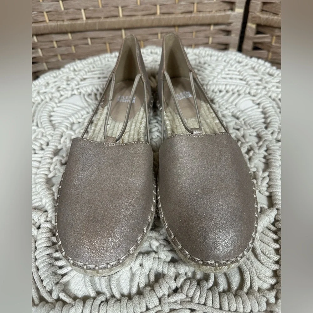 Eileen Fisher Lee Metallic Suede Espadrille Flat - Size 8